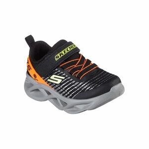 Size 7 Toddler Skechers Kids Black and Orange Athletic Sneakers